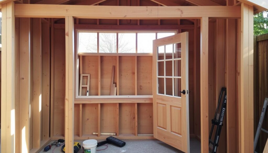 Geräteschuppen Fenster und Türen Installation