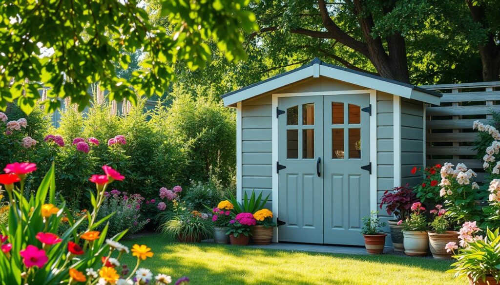 Kunststoff Gartenschrank im Garten Kunststoff Gartenschrank im Garten